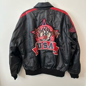 Rare Vintage Looney Tunes USA Taz Devil Leather Jacket